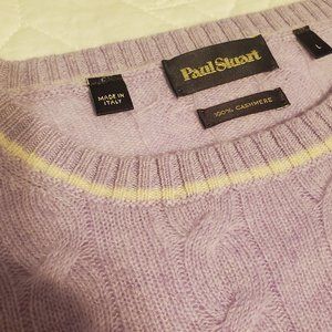 Paul Stuart Cable Knit Crew Neck Sweater (Light Purple)